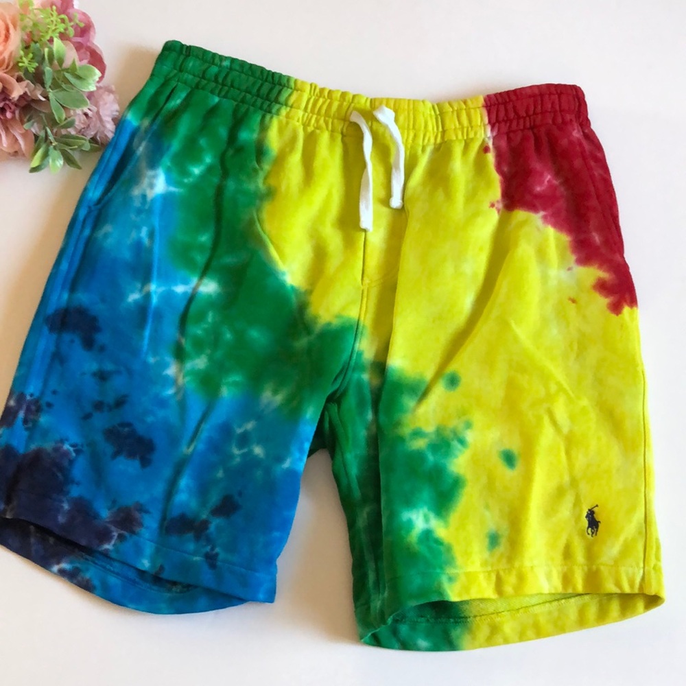 Ralph Lauren Tie Dye Cotton Shorts Bright Tie Dye POLO Ralph Lauren Rare